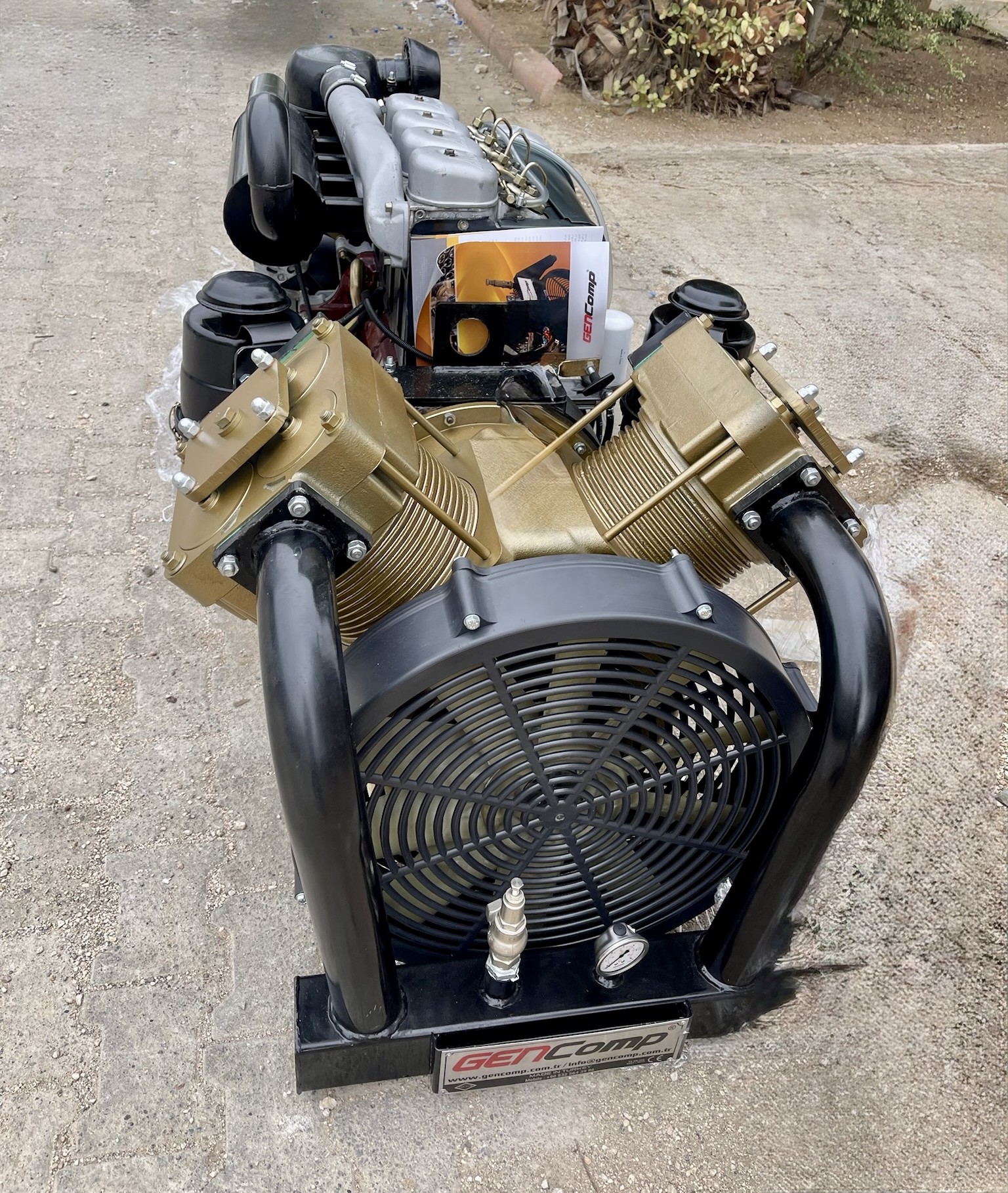 Cement transport compressor with diesel engine
